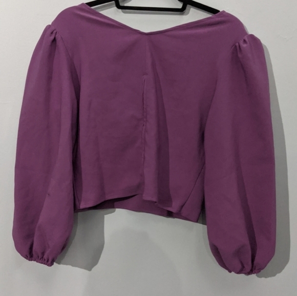 Bawdy Cropped Blouse in Lavender Vixen by Micheline Pitt - Picture 3 of 4